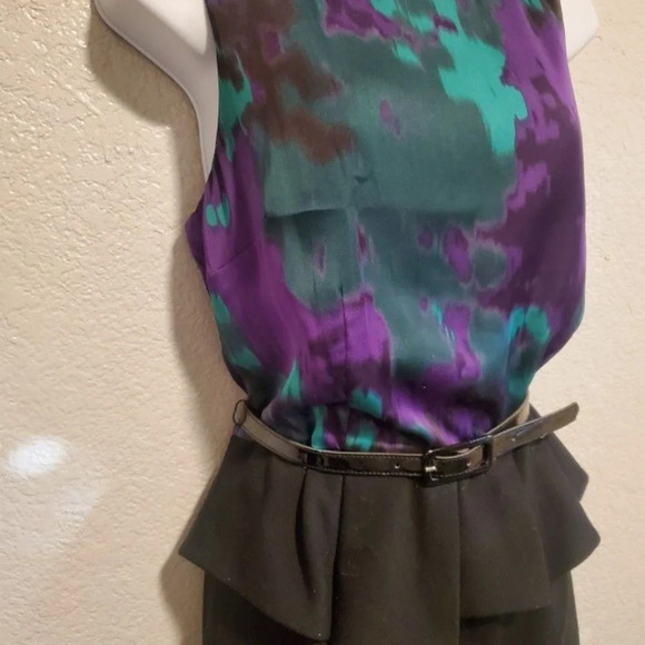 💚5/$25 I.N.C International Concepts Print Combo Sleeveless Peplum Belted Dress - Picture 6 of 9